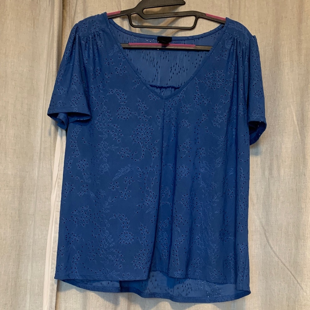 Women's Blue Flouncy Eyelet Top